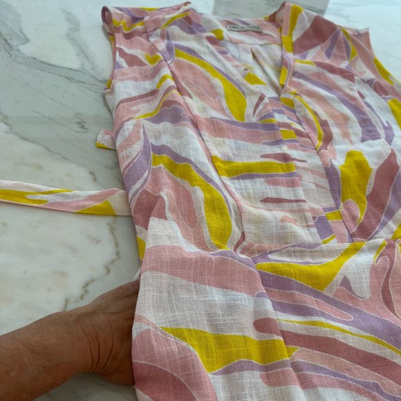 EMILIO PUCCI PINK YELLOW COTTON DRESS MODEL 1EWG10 SIZE IT 40 / US 6 NWOTS! - Picture 11 of 17